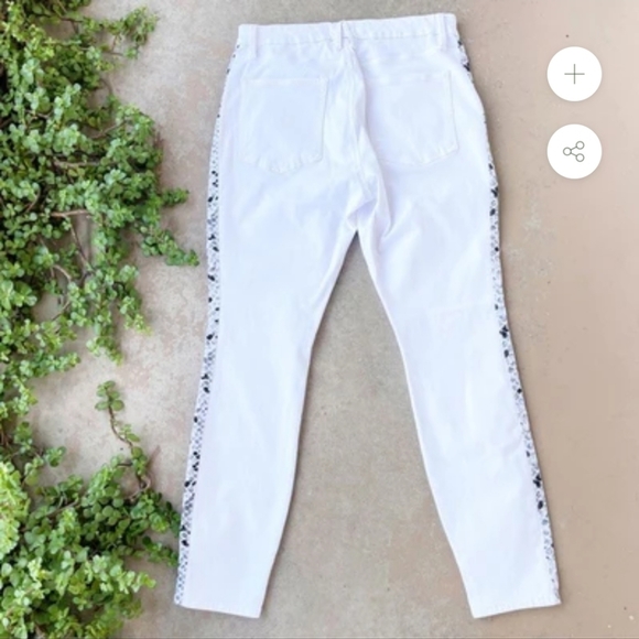 Good American Good Legs White Jeans Snakeskin Stripe Skinny High Rise Cotton 33 - Picture 4 of 5